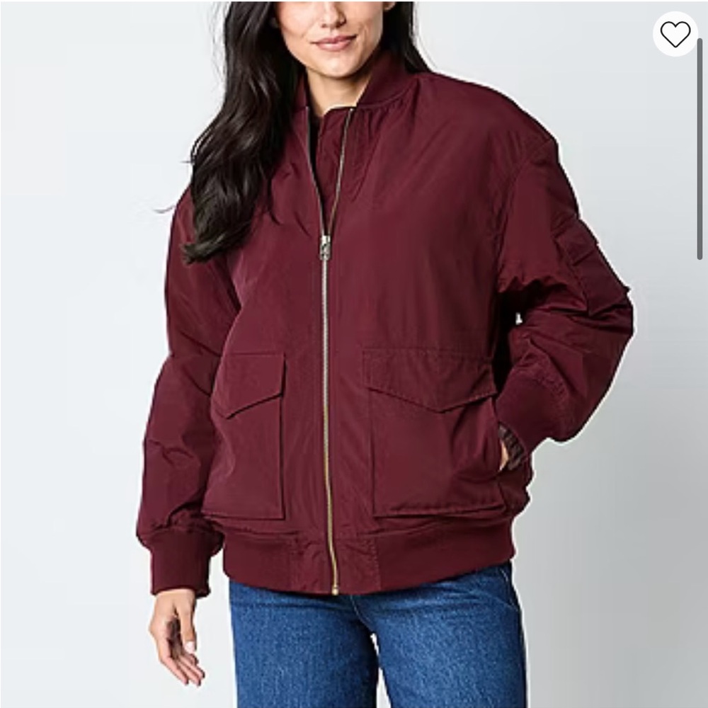 a.n.a Midweight Sherpa Lined Deep Red Bomber Women’s Jacket Small NWT